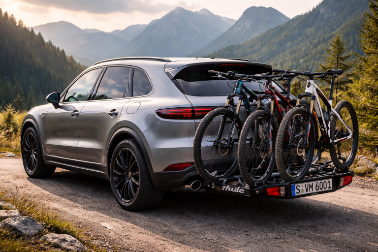 Porte-Vélo 3 Vélos équipé sur une porsche